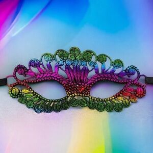Stunning New Rainbow Lace Masquerade Mask - Perfect for Parties & Balls!